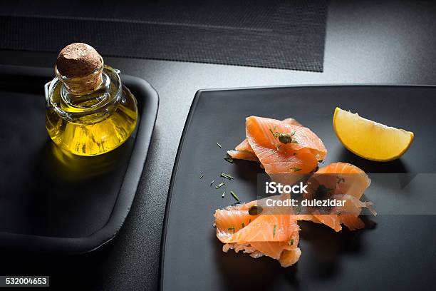 Smoked Salmon Stock Photo - Download Image Now - Smoked Salmon, Cross Section, Slice of Food