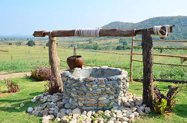 water-well at Viewpoint in winter season at Ban Kha is a district in the western part of Ratchaburi Province, central Thailand.