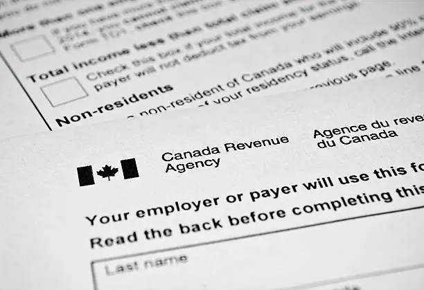 Photo of Canadian tax form.