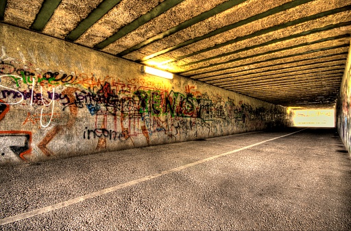 illuminated paved underpass