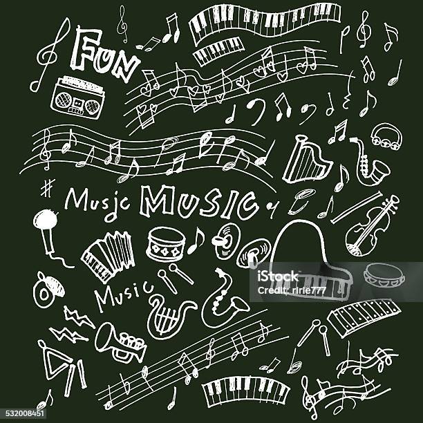 Ilustración de Instrumento De Ilustraciones y más Vectores Libres de Derechos de Música - Música, Nota musical, Garabato