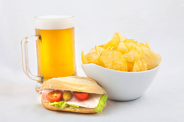 beer, fries and a small snack