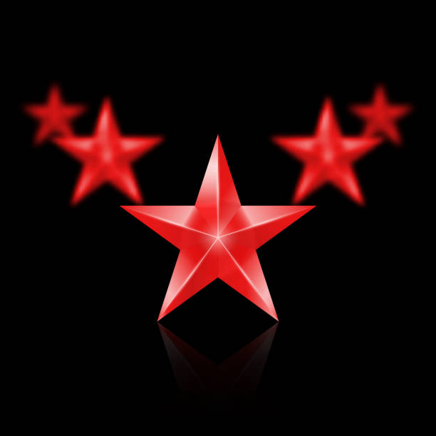 istock Five red stars in the shape of wedge on black 532018357