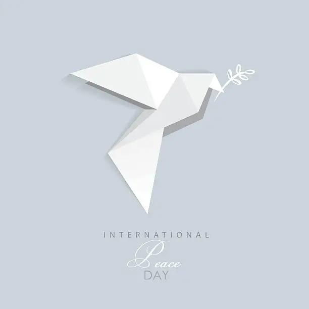 Vector illustration of international day of peace- vector illustration of white origami dove