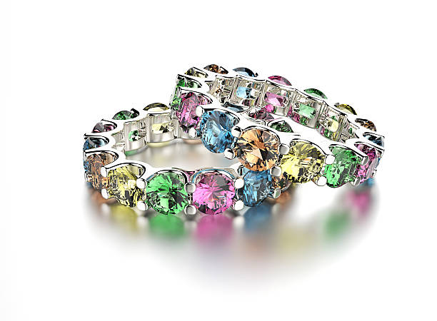 istock Golden Ring with different color Diamond. Jewelry background 532020791