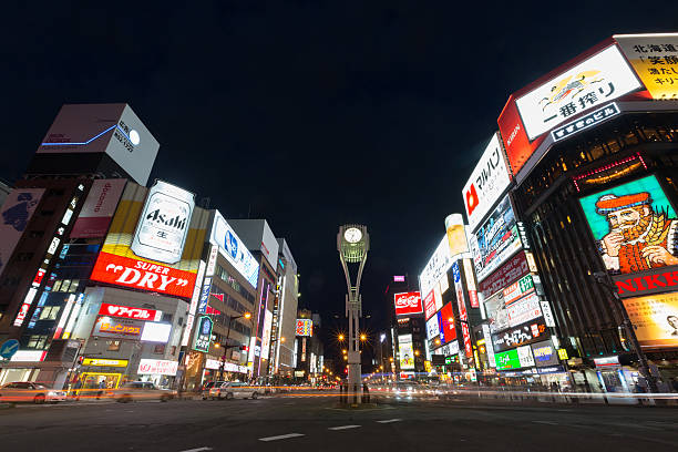 Sapporo Susukino at night in Japan.