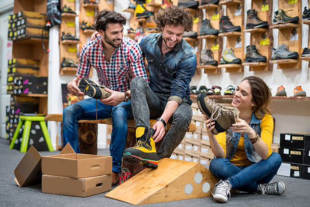 istock Men buying hiking shoes 532022765