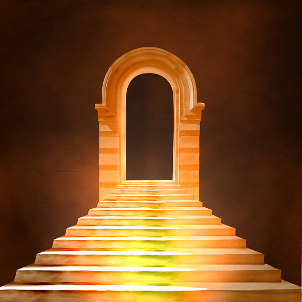 istock Staircase leading to heaven or hell. Light  End of  Tun 532022903