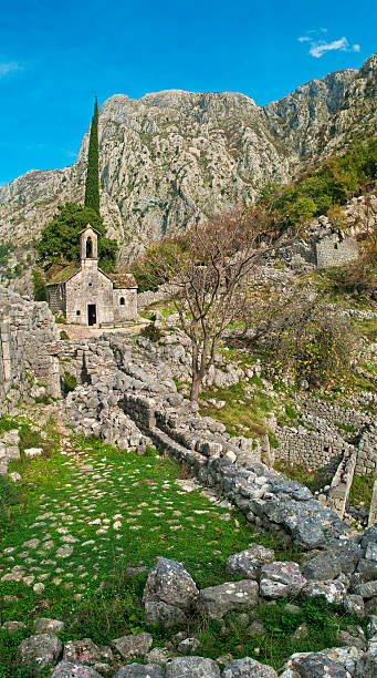 vertical panorama of Chapel of Saint Ivan in Kotor, Montenegro