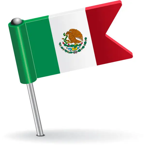 Vector illustration of Mexico pin icon flag. Vector illustration