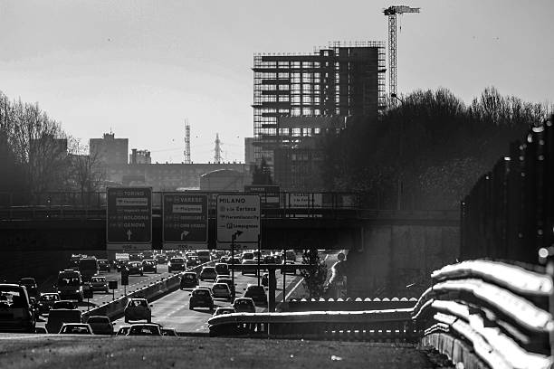 istock Traffic and panels in a highway near Milan (Italy) 532024397