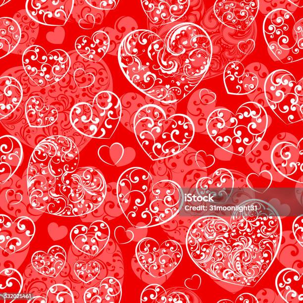 Seamless Pattern Of Hearts Stock Illustration - Download Image Now - 2015, Abstract, Art