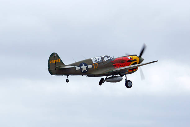 flugzeug jahrgang zweiten weltkrieg p-40 kämpfer - kittyhawk stock-fotos und bilder