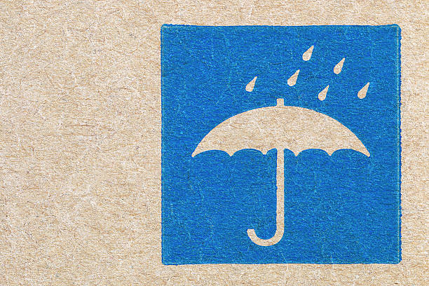 Black fragile symbol on cardboard, Black umbella symbol