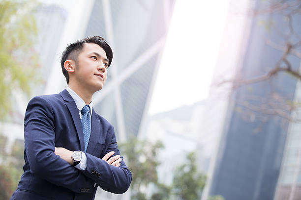 istock Business man smile look something 532031836