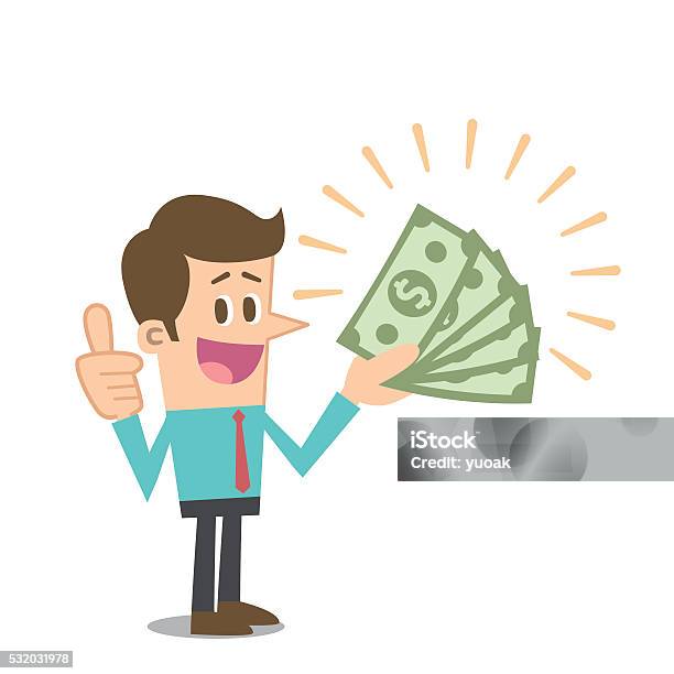 Man With Money Stock Illustration - Download Image Now - Currency, Cartoon, Holding