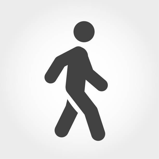 Walking Stick Figure Icon - Iconic Series Graphic Elements, Walking Stick Figure,  walking icons stock illustrations
