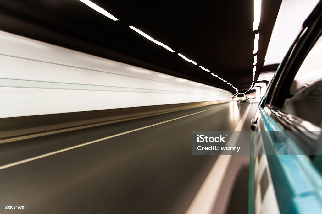 Tunnel Traffic Blurred Motion Stock Photo