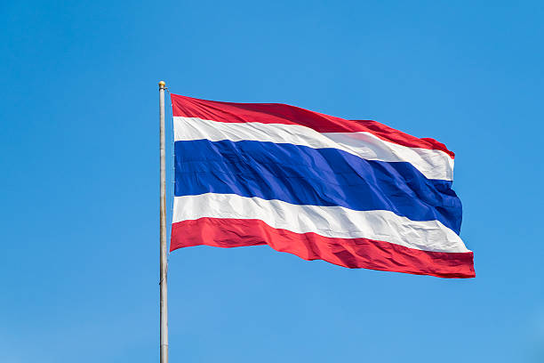 istock Waving Thailand flag with blue sky 532037066