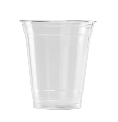 Plastic Glass isolated on white background with clipping path