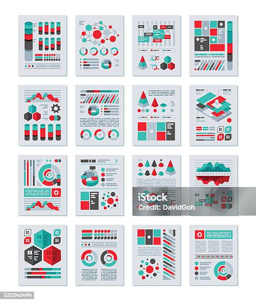 Infographics Flat Design Set Stock Illustration - Download Image Now - Infographic, Graph, Chart