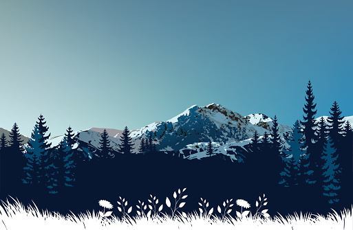 Vector illustration of the mountains. 