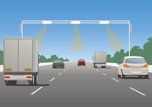Road Communication Module Highway Communication System And Vehicles Stock Illustration - Download ...
