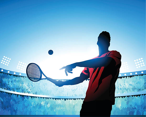 ilustrações de stock, clip art, desenhos animados e ícones de balouço de ténis - tennis court men racket