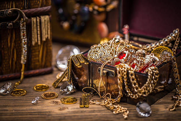 Pirate treasure chest stock photo