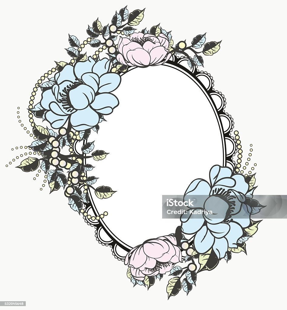Oval floral frame template Abstract stock vector