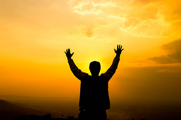 happy man silhouette , fit& successfu