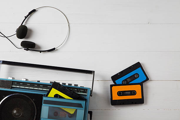 vintage cassette radio 80s stock photo