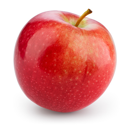 Nueva apple rojo Aislado en blanco.   Con trazado de recorte photo