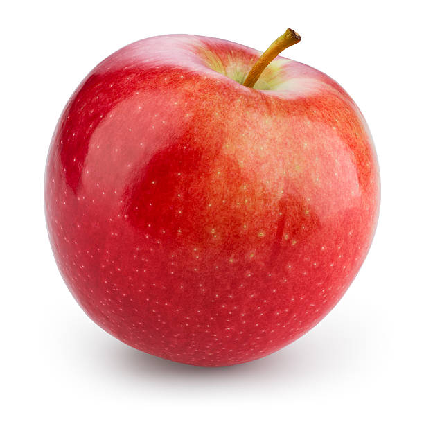 nueva apple rojo aislado en blanco.   con trazado de recorte - apple fotografías e imágenes de stock