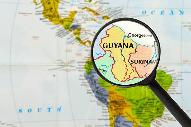 map of Co-operative Republic of Guyana map of Co-operative Republic of Guyana through magnifying glass guyana photos stock pictures, royalty-free photos & images