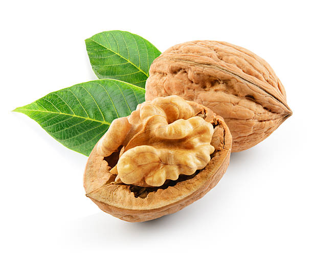 istock Walnut with leaves isolated on the white background. With clipping path. 532050256