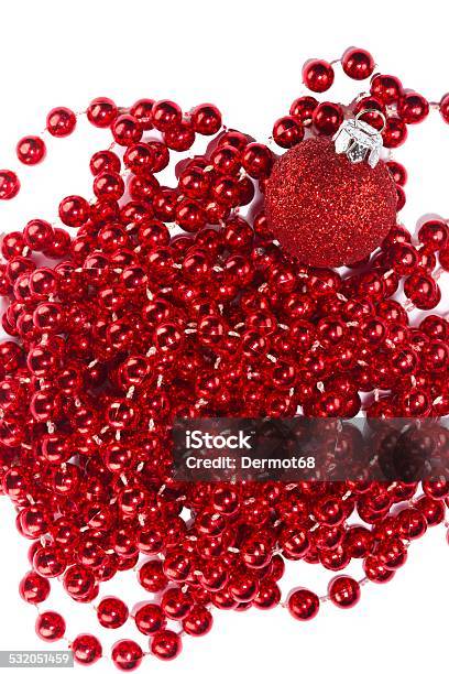 Red Christmas Beads And Ornament Stock Photo - Download Image Now - 2015, Backgrounds, Christmas