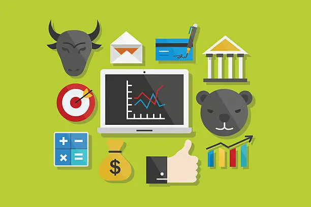 Vector illustration of Finance and Business Icons Flat Design Icons