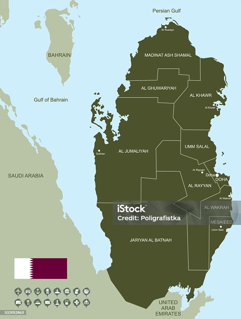 Katar Pin Code Mapa Katar - Stockowe grafiki wektorowe i więcej obrazów Katar - Katar ...