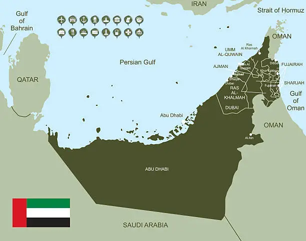 Vector illustration of Map of United Arab Emirates