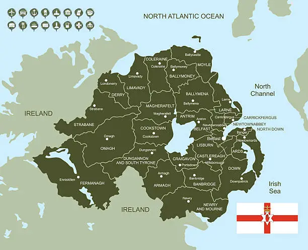 Vector illustration of Map of Northern Ireland