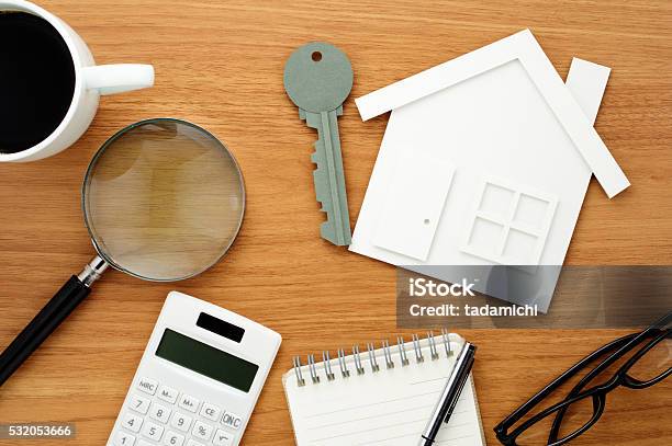 Home Planning Calculating And Checking Stock Photo - Download Image Now - Construction Industry, House, Calculator