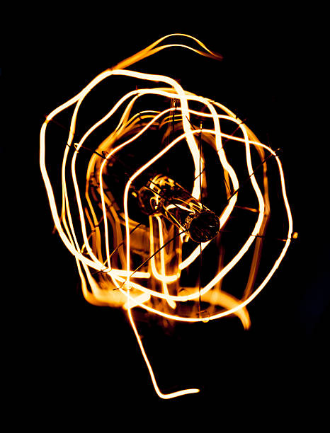 istock Close up looping carbon filament of vintage Edison light bulb. 532054184
