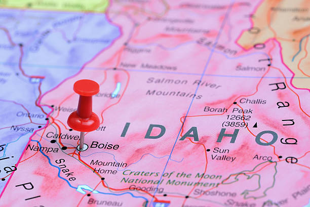 istock Boise pinned on a map of USA 532054195