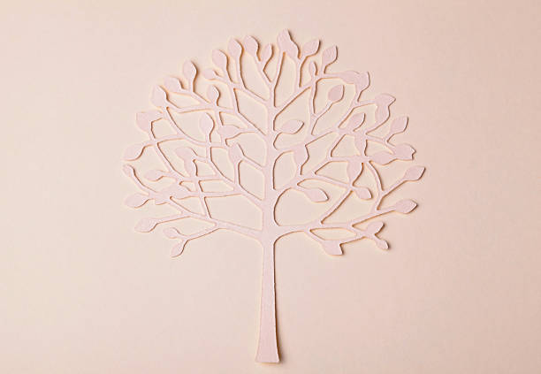 Beautiful handmade paper tree silhouette on paper background