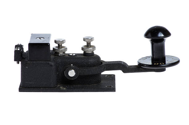 istock Vintage telegraph key side view isolated 532055069