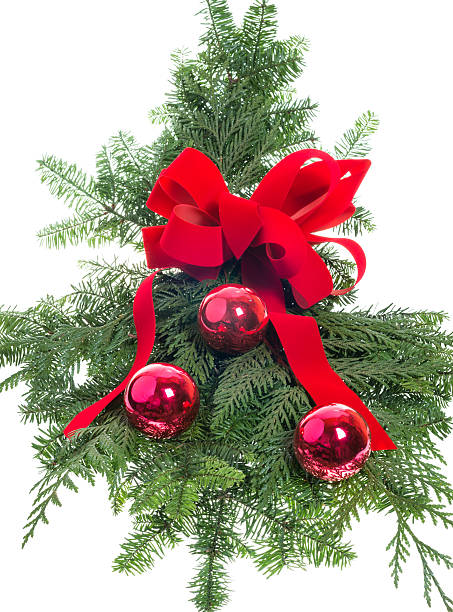 istock Fir boughs ribbon and ornaments 532055071