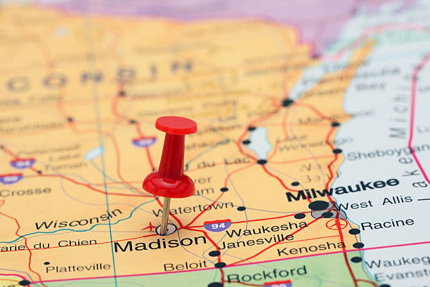 istock Madison pinned on a map of USA 532055271