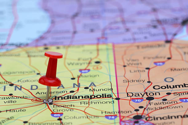 istock Indianapolis pinned on a map of USA 532055283