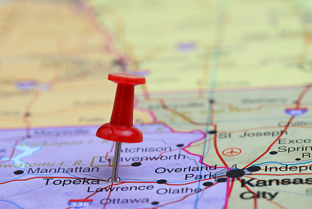 istock Topeka pinned on a map of USA 532055287